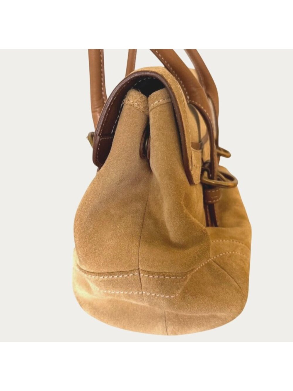 Vintage 2004 Coach Camel Soho Flap Satchel No.9674 Beautiful Suede Bag - Picture 3 of 9